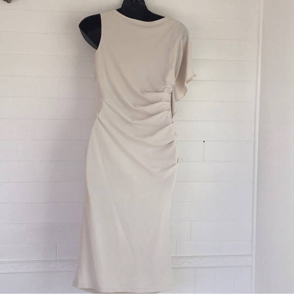 NWT Frank Lyman Cream Roughed One Shoulder Lined Dress size 4 - Picture 4 of 6